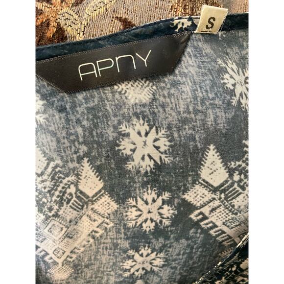 APNY Teal Geo Print Satin Silk Kurta Slip Dress size Small - Picture 3 of 9